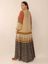 Plus Size Printed V-Neck Long Sleeve Maxi Dress - Trendsi - Flyclothing LLC