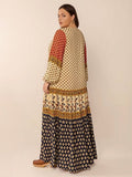 Plus Size Printed V-Neck Long Sleeve Maxi Dress - Trendsi