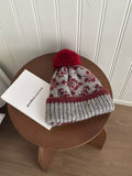 Snowflake Knitted Beanie Hat with Pom Pom - Trendsi - Flyclothing LLC