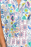 Printed Collared Neck Short Sleeve Blouse - Trendsi - Flyclothing LLC