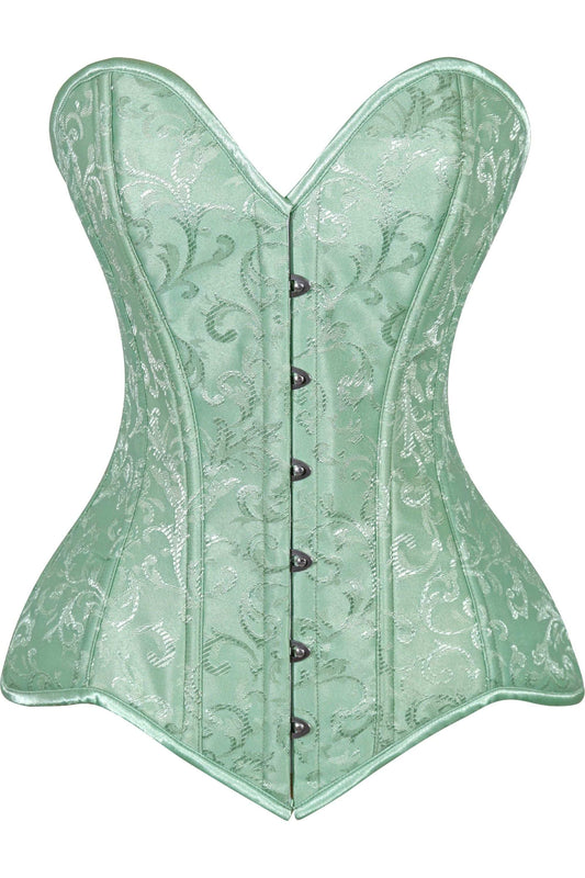 Daisy Corsets Lavish Mint Green Brocade Overbust Corset W/Busk Closure - Daisy Corsets - Flyclothing LLC