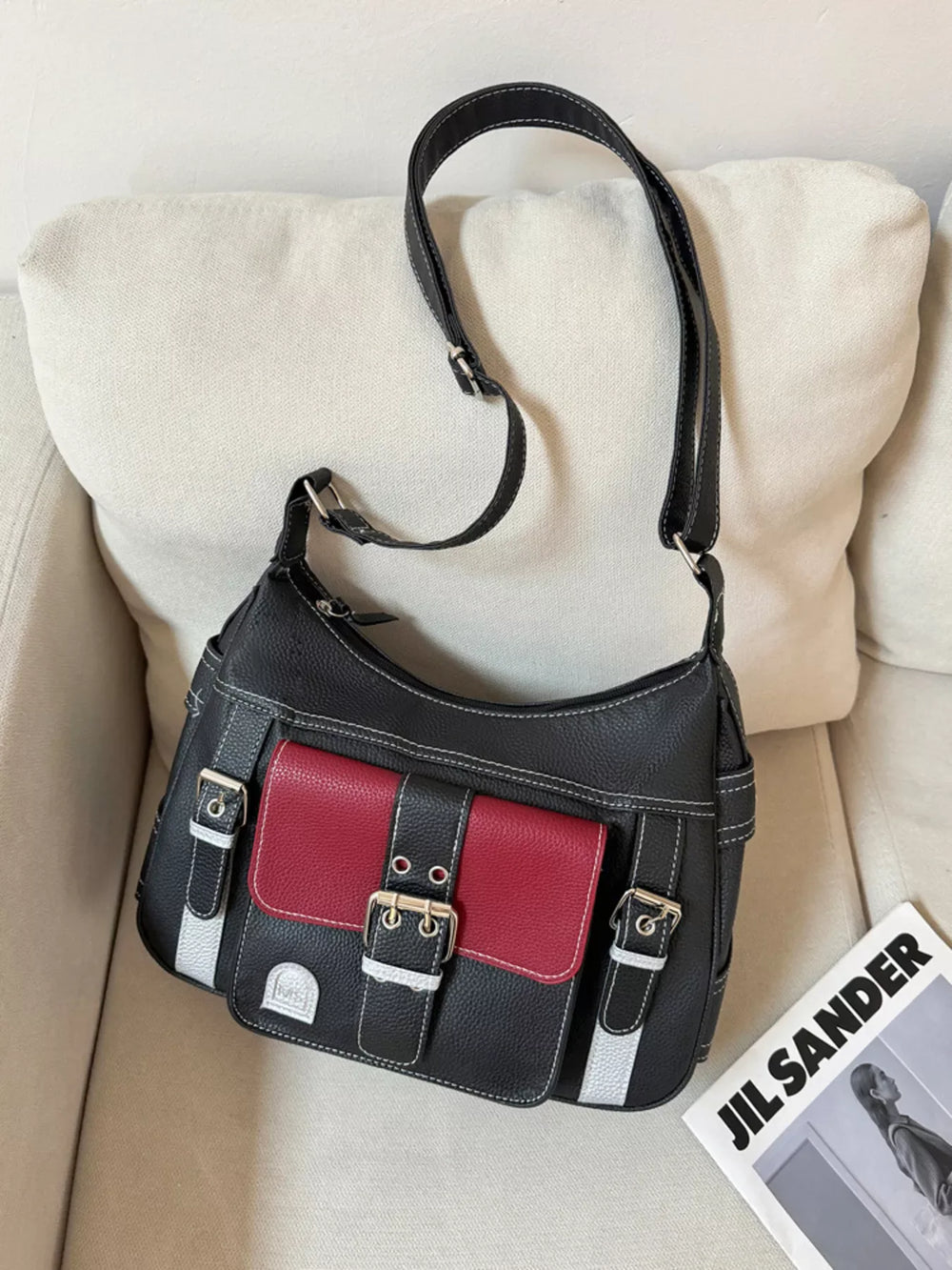 Buckle Decor Flap Crossbody Bag - Trendsi - Flyclothing LLC