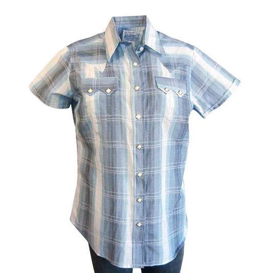 Rockmount Ranch Ware Women's Blue Shadow Plaid Short Sleeve Western Shirt - Rockmount Clothing - Flyclothing LLC