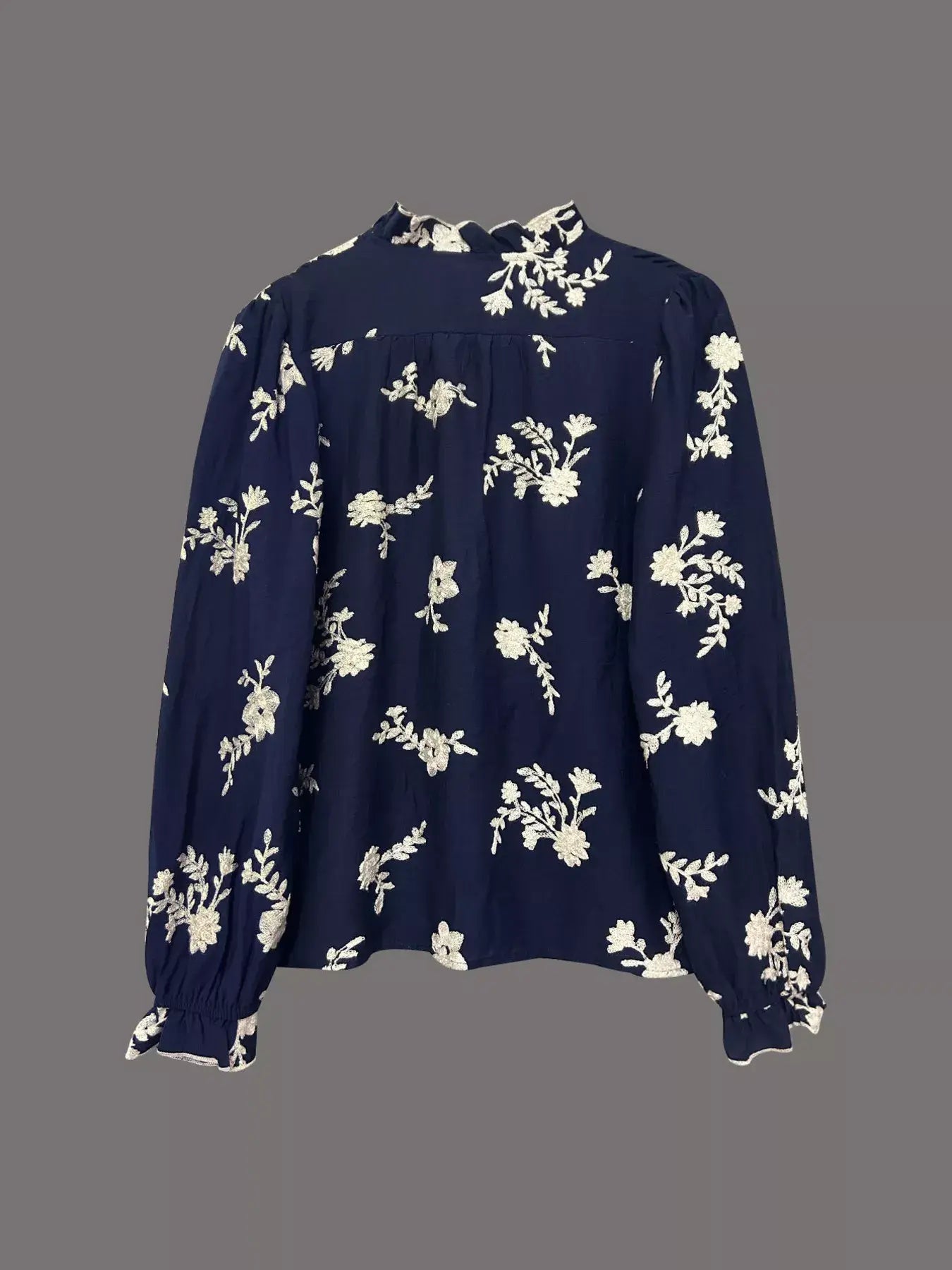Floral Embroidered Long Sleeve Shirt - Trendsi - Flyclothing LLC