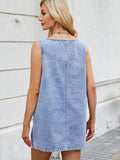 Scoop Neck Wide Strap Denim Dress - Trendsi