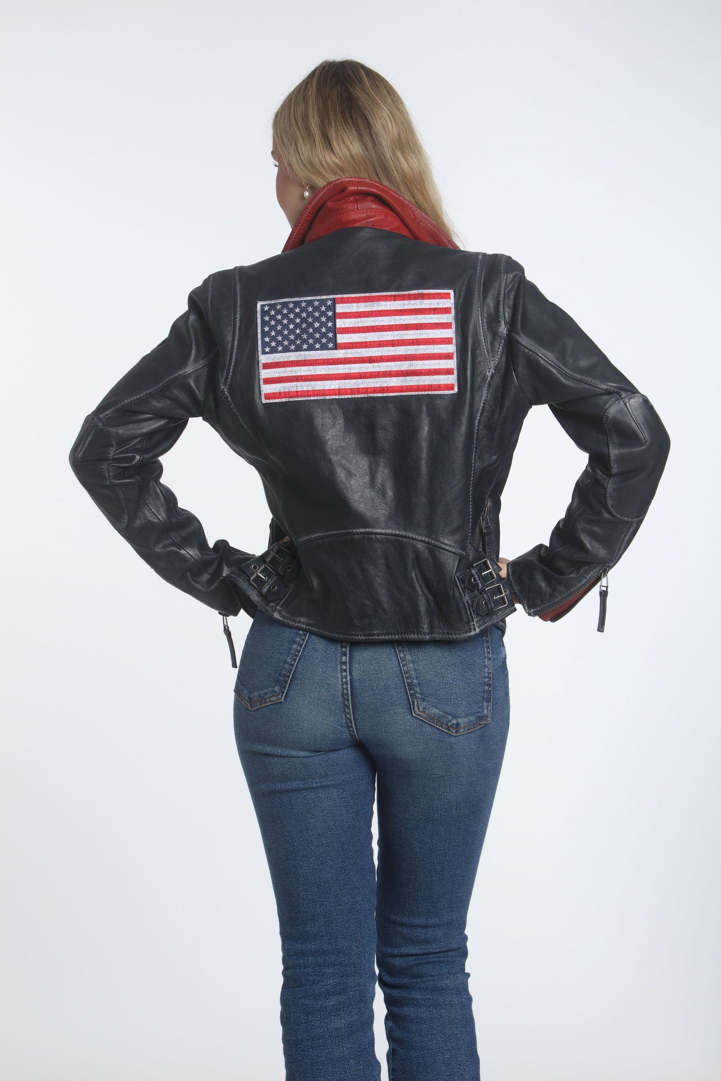 Betsy RF Leather Jacket, Navy