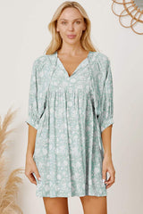 Floral Tie Neck Ruched Babydoll Dress - Trendsi - Flyclothing LLC