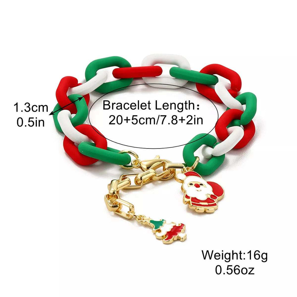 Christmas Festive Chain Link Bracelet with Santa Charm - Trendsi - Flyclothing LLC