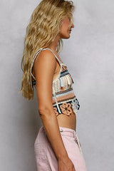 POL Cutout Flower Cropped Crochet Cami with with Dangle Detail - Trendsi - Flyclothing LLC