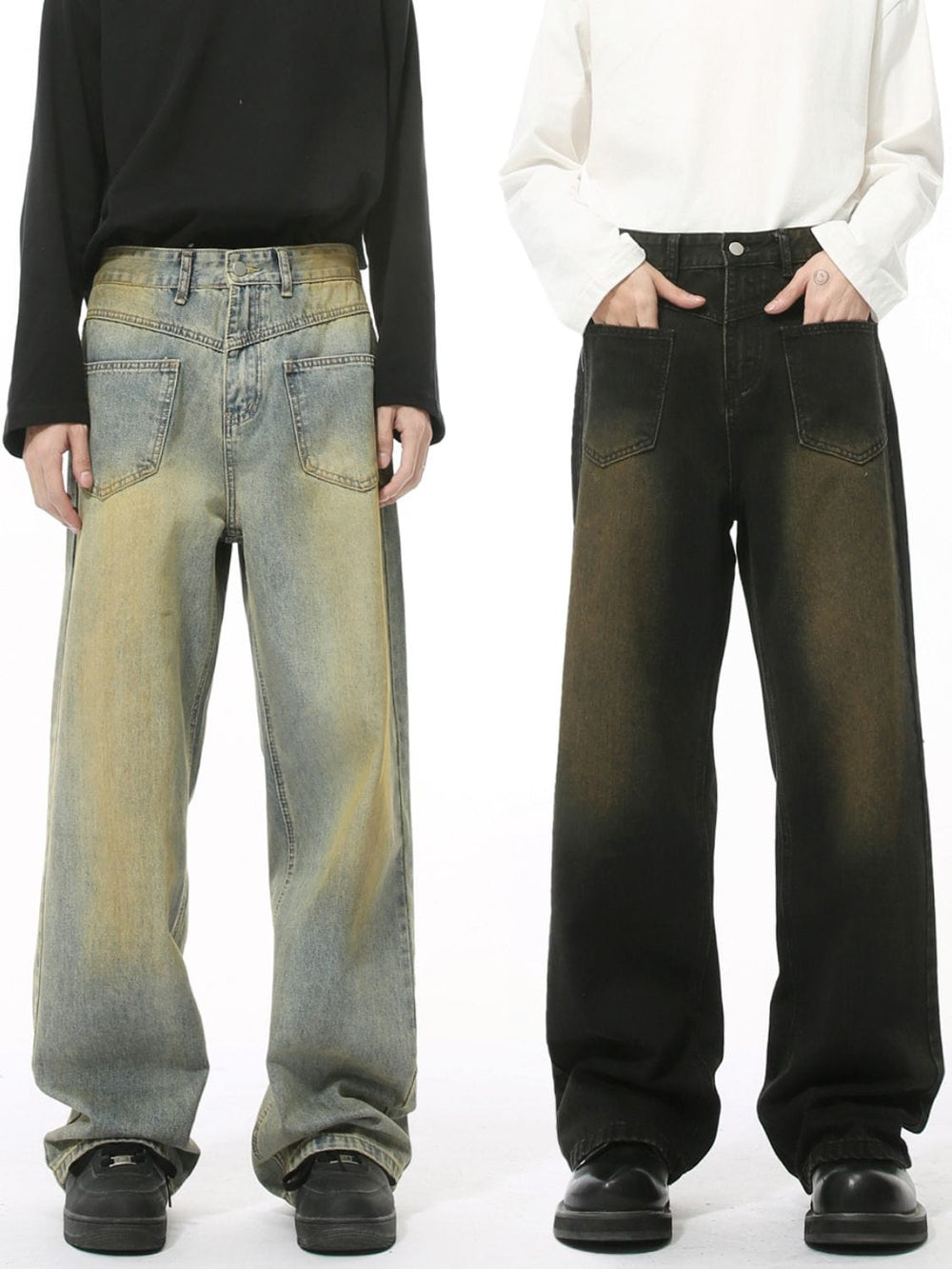 Men's Distressed Backward Jeans - Trendsi