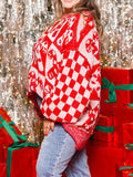 Candy Cane Contrast Round Neck Sweater - Trendsi