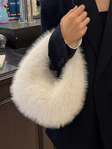 Fluffy Solid Color Handbag - Trendsi - Flyclothing LLC
