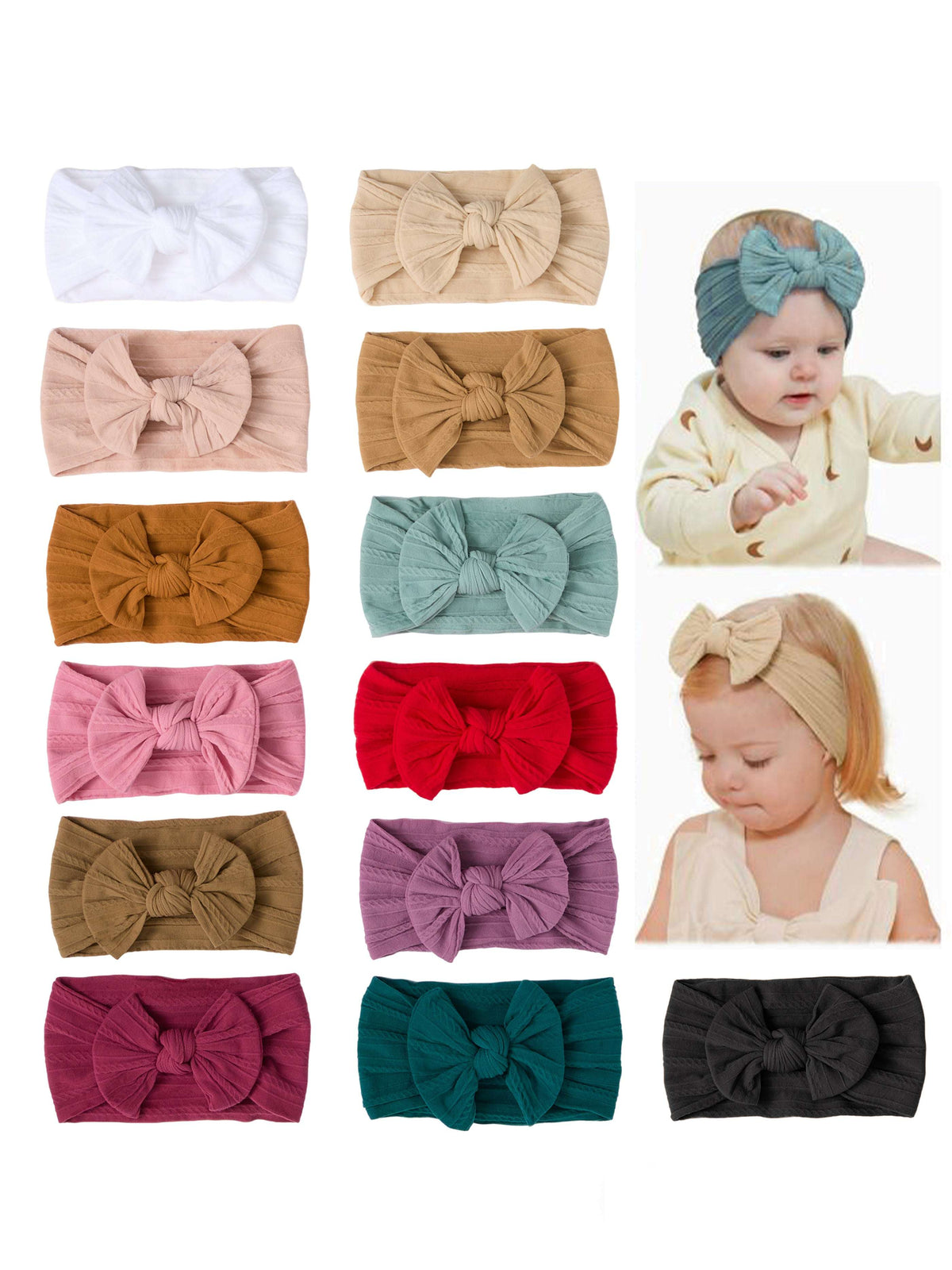 Baby Girl Bow Headband Same Color 3 Piece Set - Rylee Faith Designs - Flyclothing LLC
