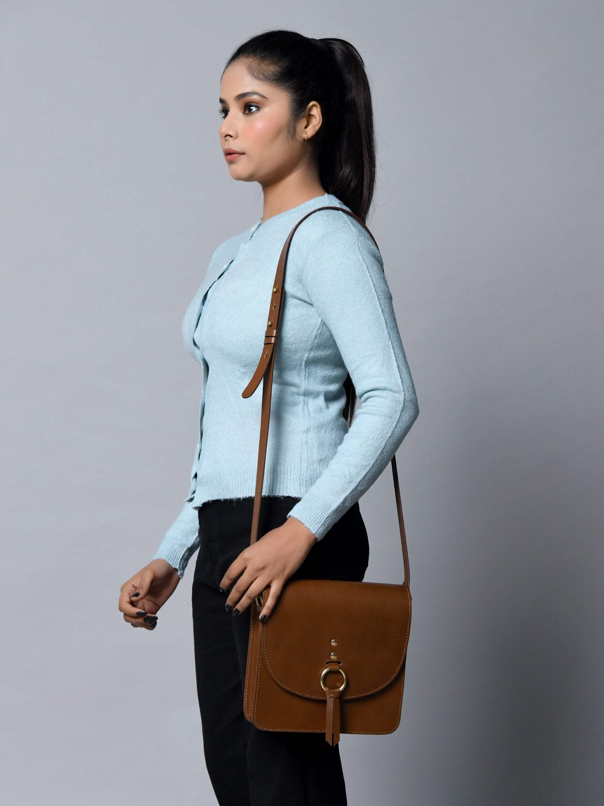Brown Elegance Crossbody Sling Bag - Classy Leather Bags - Flyclothing LLC