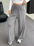 Full Size Drawstring Wide Leg Pants Plus Size - Trendsi - Flyclothing LLC