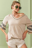 BiBi Triblend Knit Top with Leopard Band Detail - Trendsi