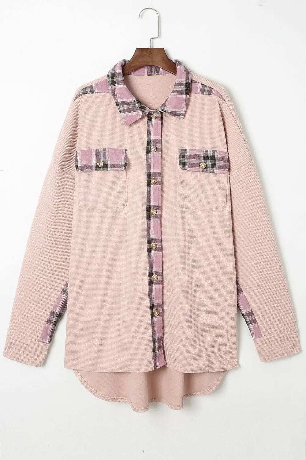 Plaid Button Down Collared Jacket - Trendsi - Flyclothing LLC