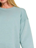 Zenana Fleece Round Neck Sweatshirts - Trendsi - Flyclothing LLC