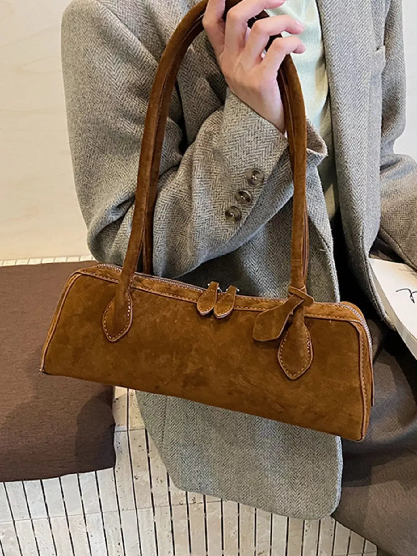 Solid Color Shoulder Bag - Trendsi - Flyclothing LLC