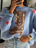 Boot Pattern Round Neck Dropped Shoulder Sweater - Trendsi