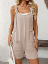 Mandy Texture Adjustable Strap Overalls with Pockets - Trendsi - Flyclothing LLC