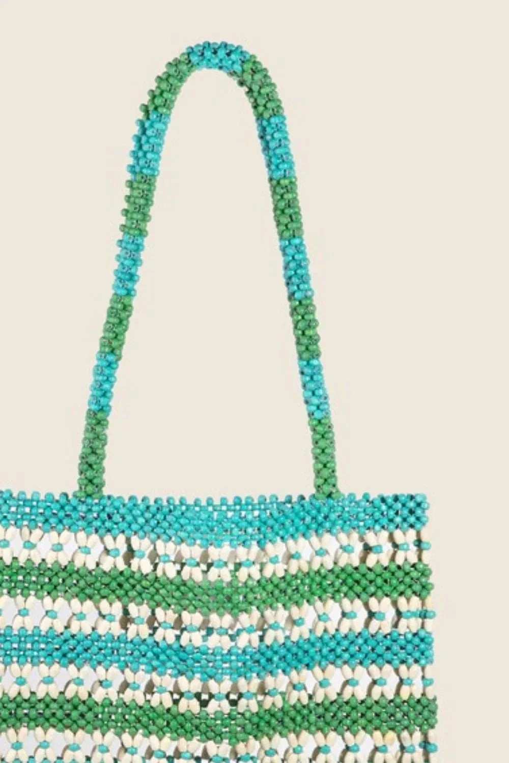 Fame Contrast Wooden Beaded Tote Bag - Trendsi - Flyclothing LLC