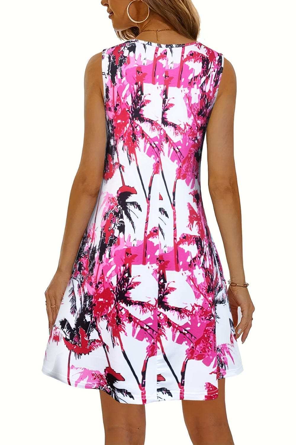 Printed Scoop Neck Wide Strap Mini Dress - Trendsi - Flyclothing LLC