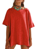 Oversized Round Neck Drop-Shoulder T-Shirt - Trendsi - Flyclothing LLC