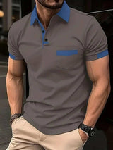 Men's Full Size Contrast Collared Neck Short Sleeve Polo Plus Size - Trendsi - Flyclothing LLC