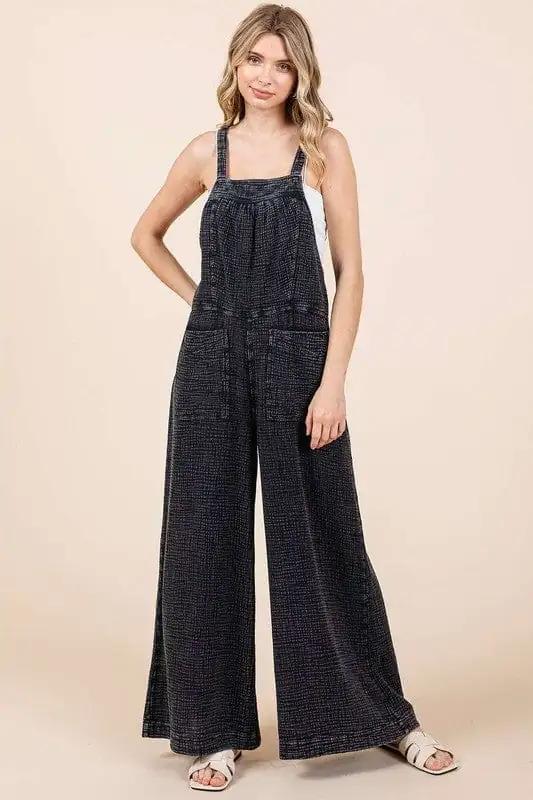 Mittoshop Textured Wide Leg Overalls - Trendsi