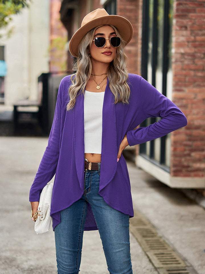 Open Front Long Sleeve Cardigan - Trendsi - Flyclothing LLC