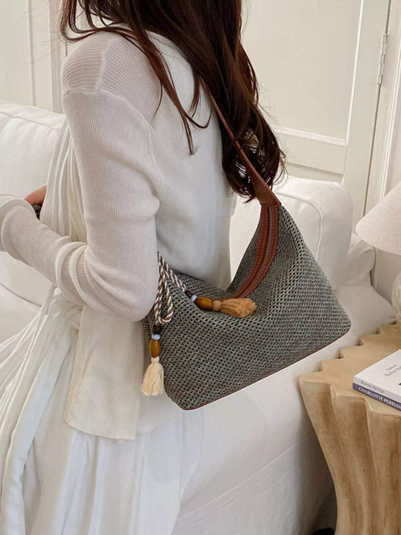 Woven Shoulder Bag with Tassel - Trendsi - Flyclothing LLC