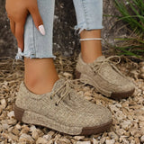 Round Toe Lace-Up Sneakers - Trendsi - Flyclothing LLC