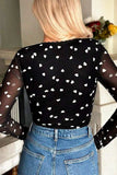 Heart Square Neck Long Sleeve Bodysuit - Trendsi - Flyclothing LLC