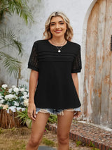 Round Neck Short Sleeve T-Shirt - Trendsi - Flyclothing LLC