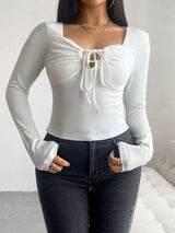Devine Tied Long Sleeve T-Shirt - Trendsi - Flyclothing LLC