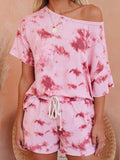 Tie-Dye Half Sleeve Top and Shorts Set - Trendsi - Flyclothing LLC
