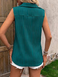 Button Up Collared Neck Tank - Trendsi - Flyclothing LLC