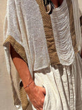 Contrast Scoop Neck Knit Cover Up - Trendsi