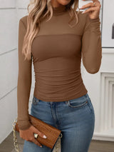 Mock Neck Long Sleeve Top - Trendsi - Flyclothing LLC