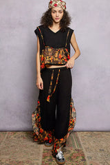 POL Lace Detail Floral Cropped Ruffled Top - Trendsi - Flyclothing LLC