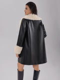 Fuzzy Long Sleeve Longline Coat - Trendsi