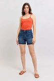 Judy Blue Full Size High Waist Tummy Control Destroy Release Hem Denim Shorts Plus Size - Trendsi - Flyclothing LLC