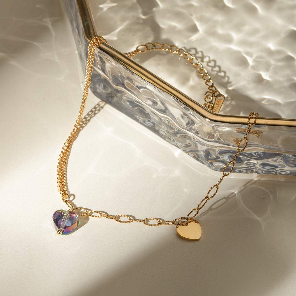 Stainless Steel Synthetic Crystal Heart Anklet Bracelet - Trendsi - Flyclothing LLC