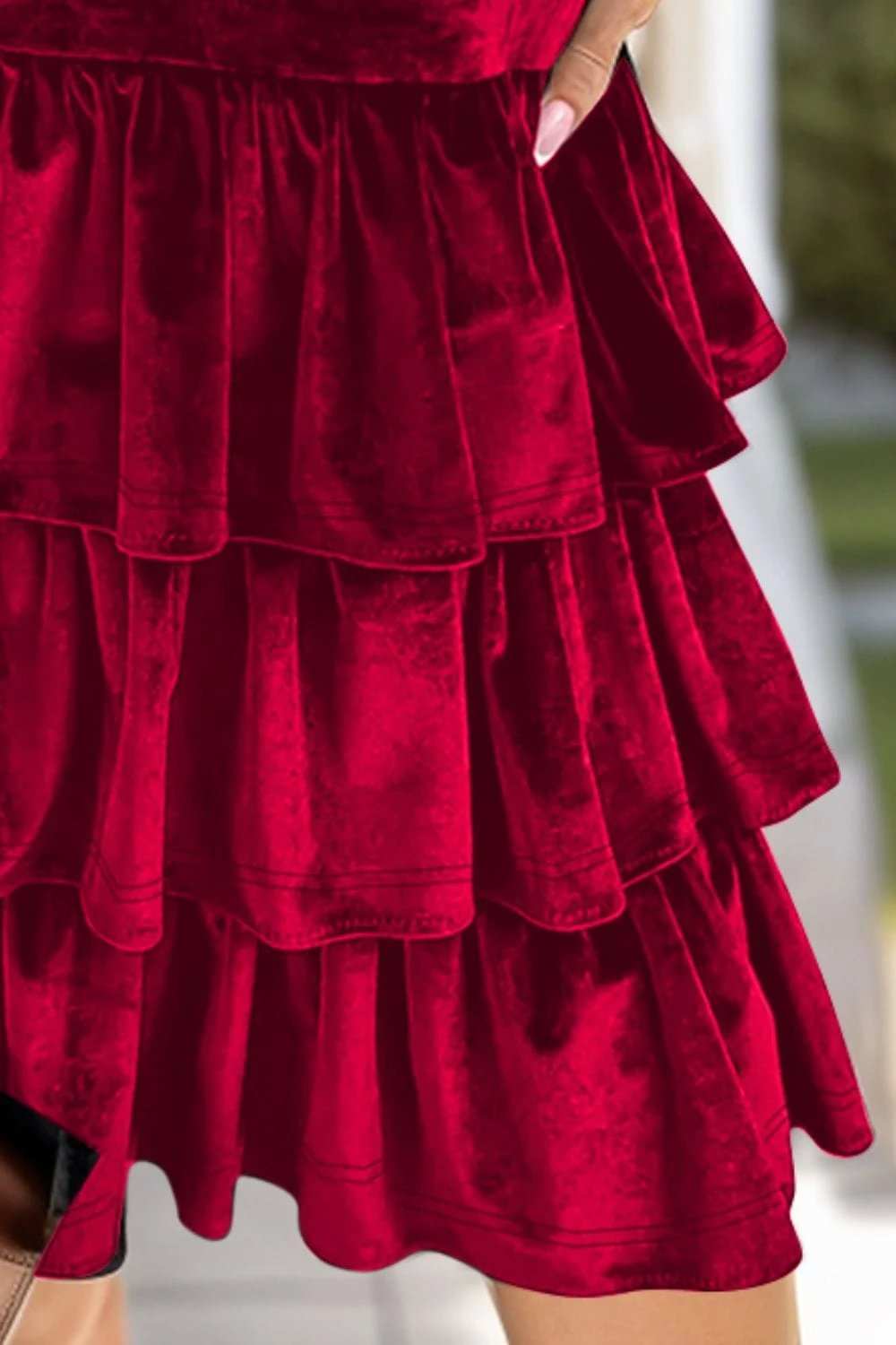 Ruffled Layered Long Sleeve Mini Dress - Trendsi - Flyclothing LLC