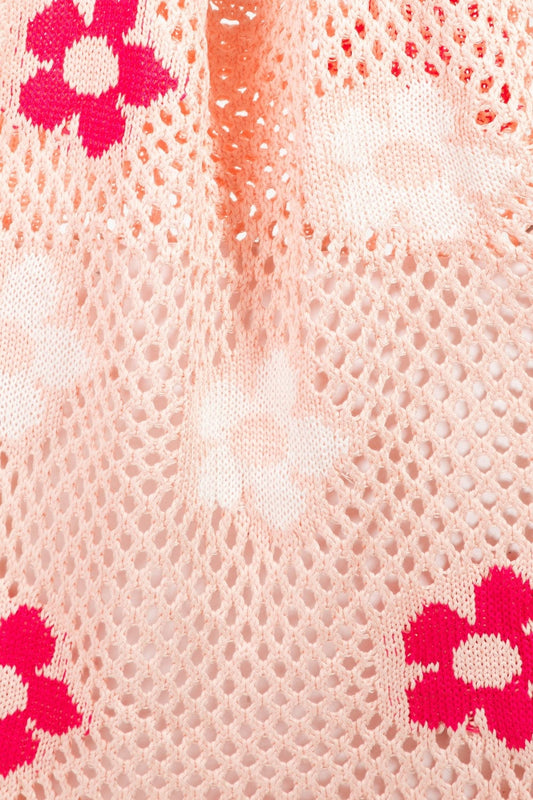Fame Flower Pattern Knitted Tote Bag - Trendsi