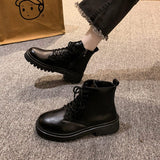 Round-Toe Lace-Up Martin boots - Trendsi
