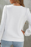 Textured Round Neck Long Sleeve Top - Trendsi