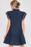 Umgee Full Size Ruffled Scalloped Sleeved Dress Plus Size - Trendsi