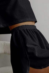 Eyelet Round Neck Top and Shorts Set - Trendsi - Flyclothing LLC
